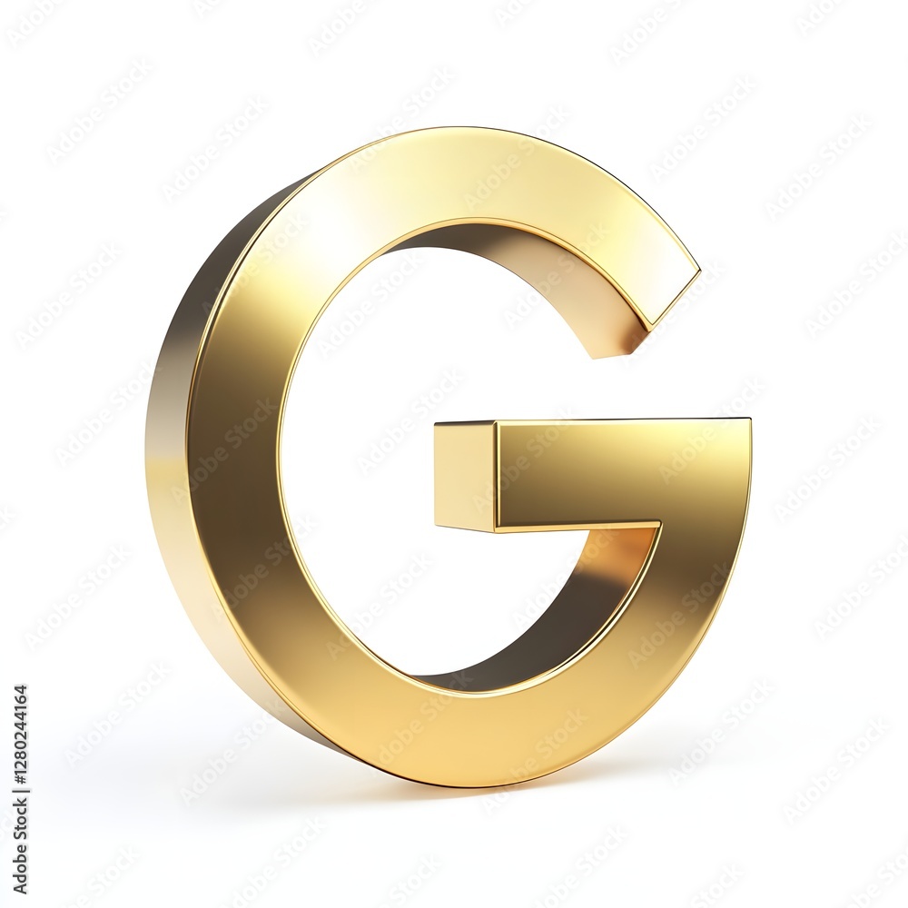 Golden Three Dimensional Letter G Representation Golden Three Dimensional Letter G Representation