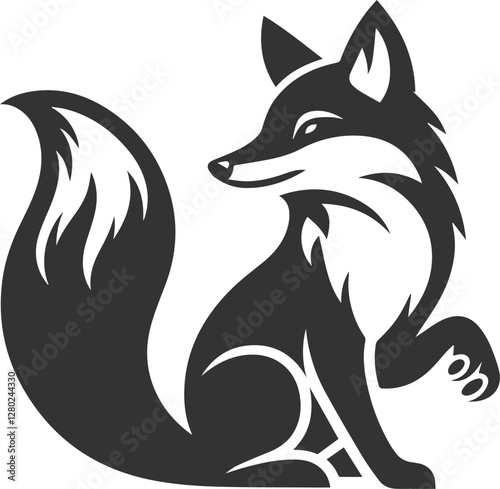 A fox with a paw lifted, looking like it's about to pounce playfully vector