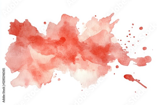 Abstract Red Watercolor Splash with Soft Edges on White Background