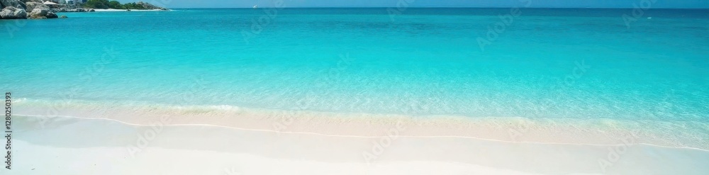 Obraz premium Azure shallows lap pristine white sand, turquoise water clarity , seafoam, underwater