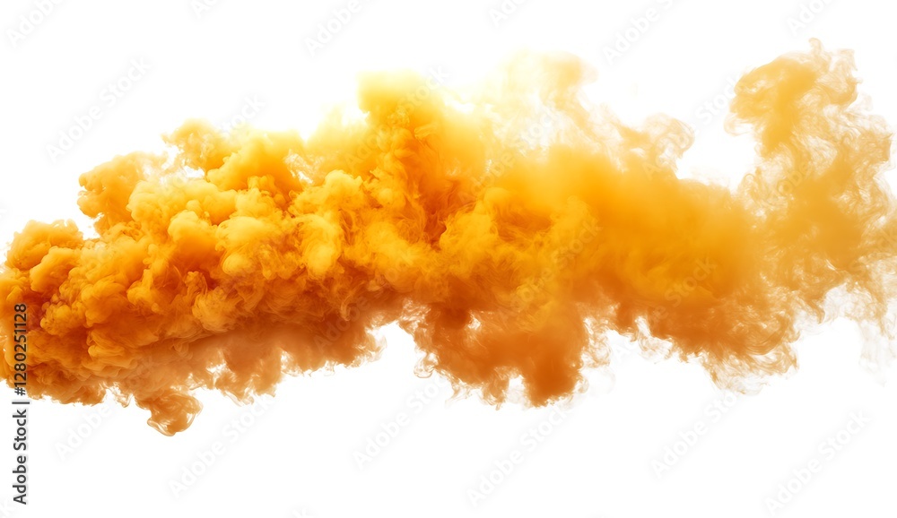 Yellow Smoke Cloud in Orb Shape Isolated on White Background Yellow Smoke Cloud in Orb Shape Isolated on White Background