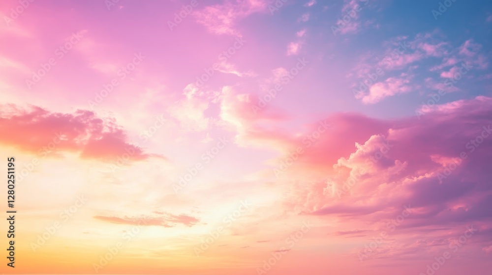 Obraz premium Dramatic Pink and Purple Cloudscape at Sunset with Soft Light and Vibrant Colors