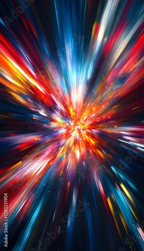 Colorful abstract burst of vibrant colors radiating from a center point
