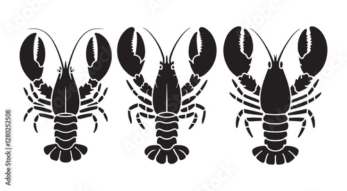 Lobster silhouette, Vector Lobster Silhouette Icon on White Background