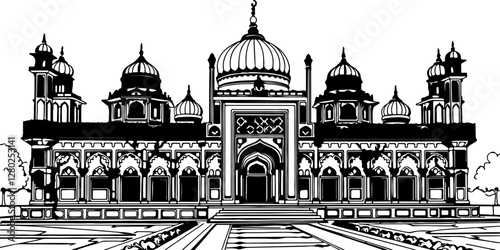 vector illustration of a taj mahal