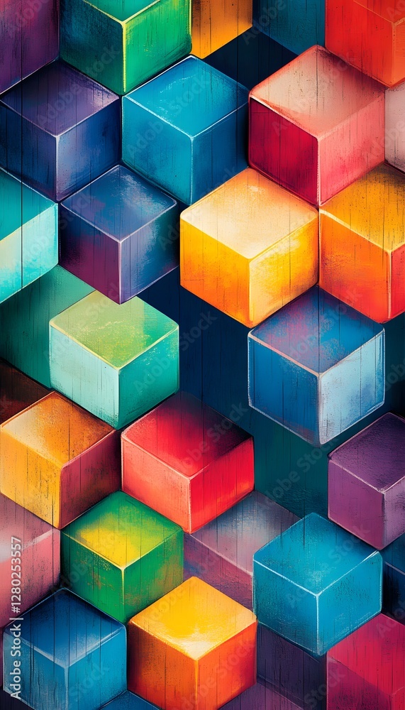 Obraz premium A pattern featuring colorful cubes arranged in a mosaic pattern