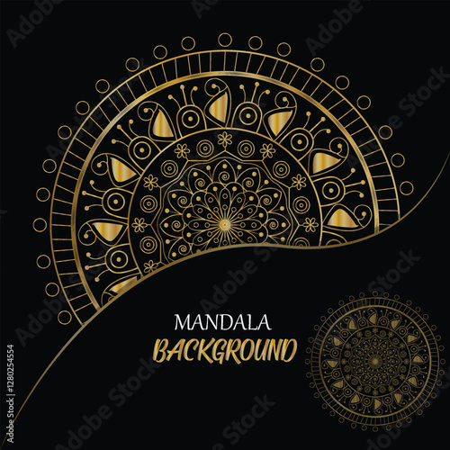 luxury ornamental mandala design background in gold color