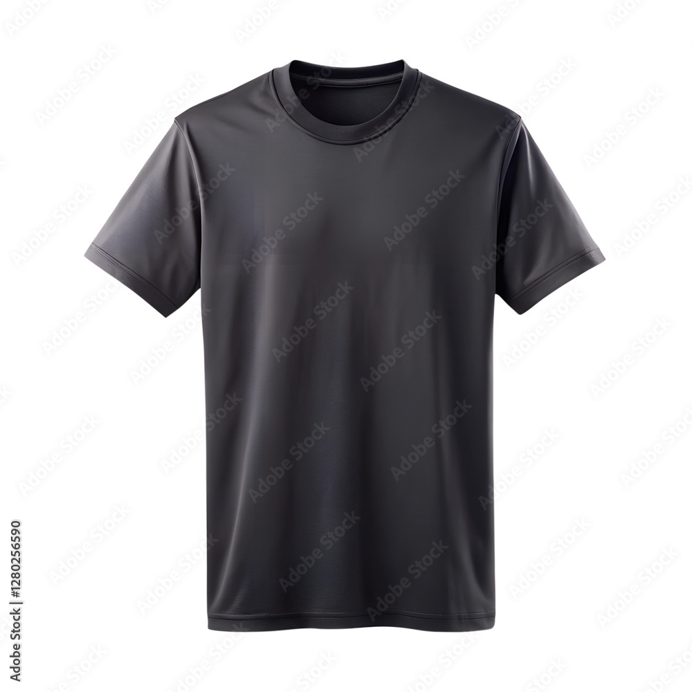 Black t-shirt front side view isolated on transparent background Black t-shirt front side view isolated on transparent background