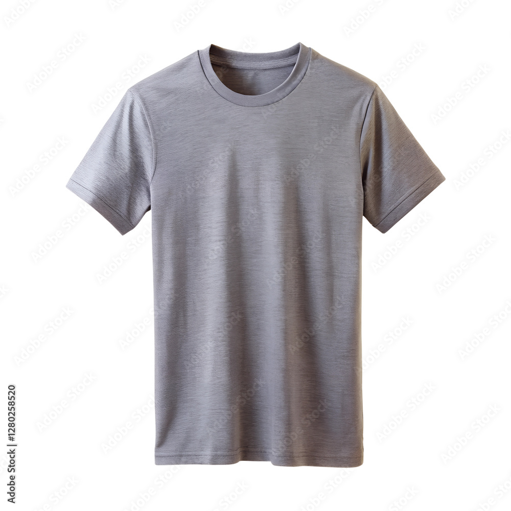 A gray t-shirt front side view isolated on transparent background A gray t-shirt front side view isolated on transparent background