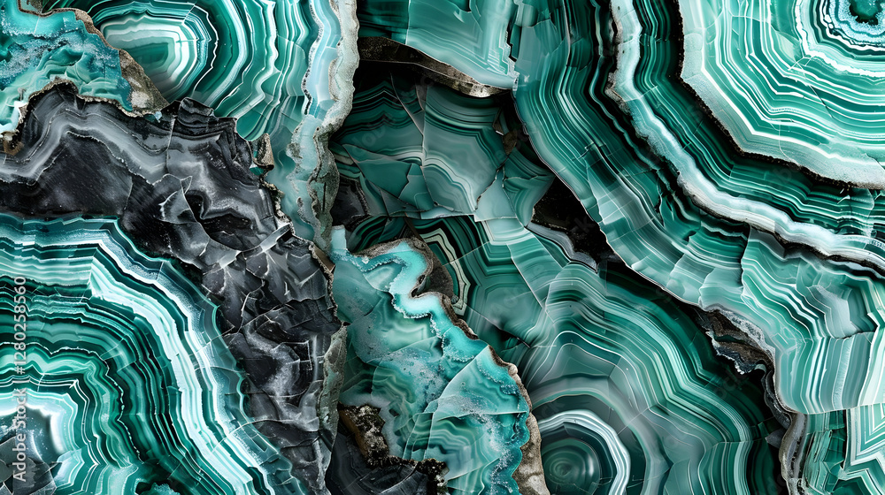 Obraz premium A close-up of intricately patterned green and black stone, showcasing natural beauty.