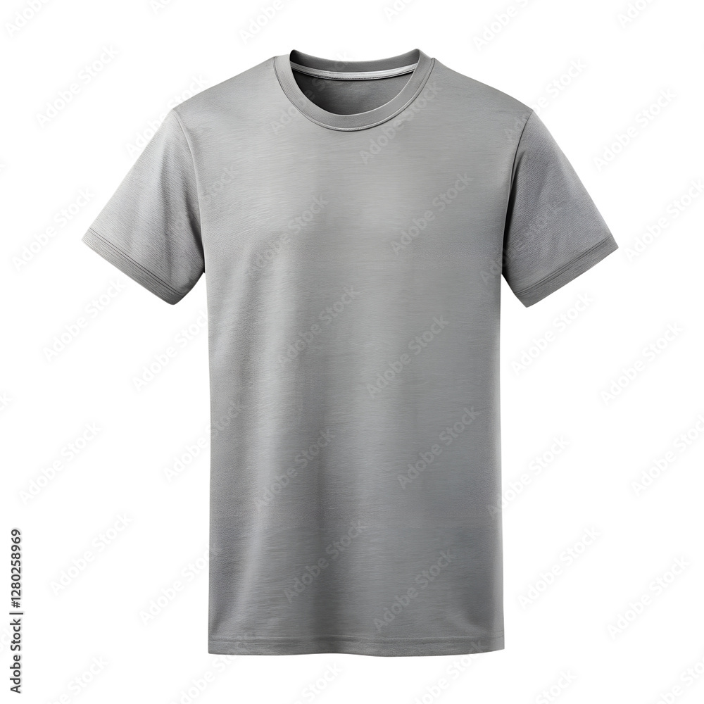 A gray t-shirt front side view isolated on transparent background A gray t-shirt front side view isolated on transparent background