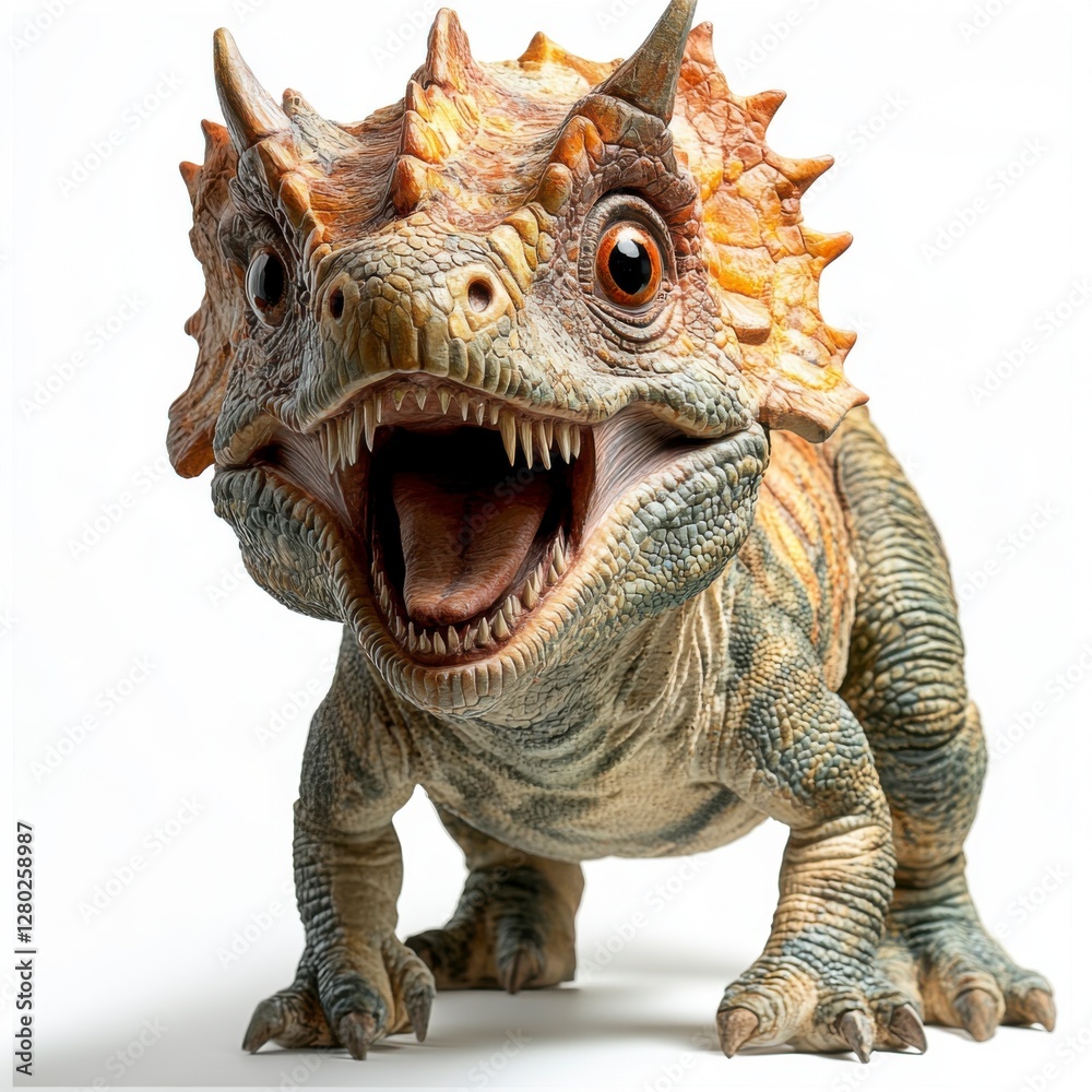 Fototapeta premium Vibrant reptilian creature with colorful scales and expressive eyes