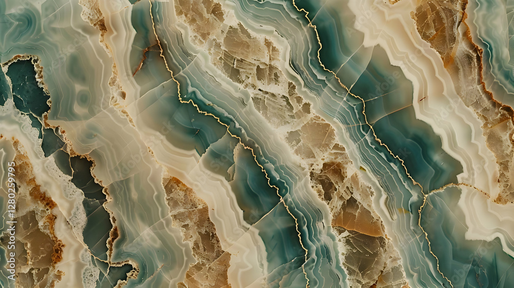 A close-up view of colorful agate stone with intricate patterns and textures.