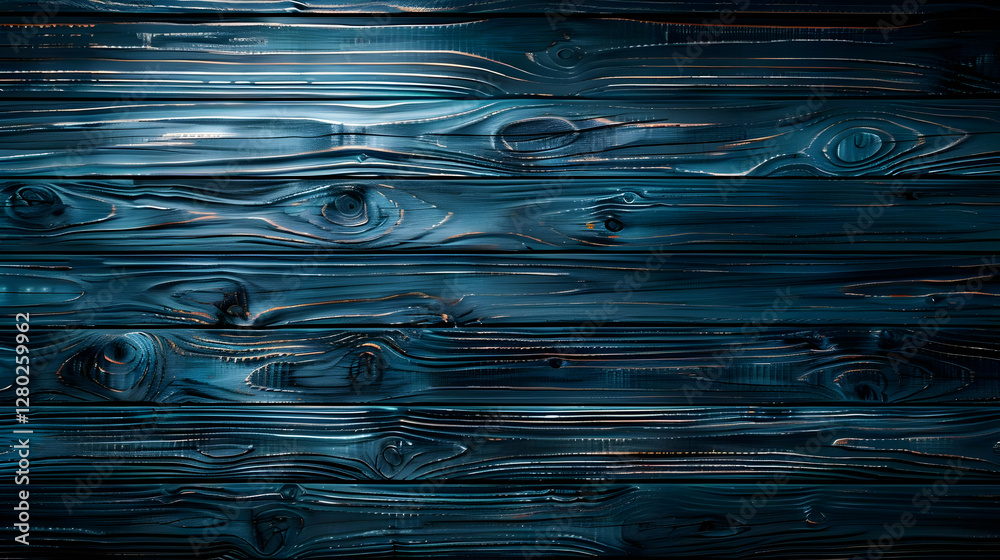A close-up view of dark blue wooden planks with a smooth, polished texture.