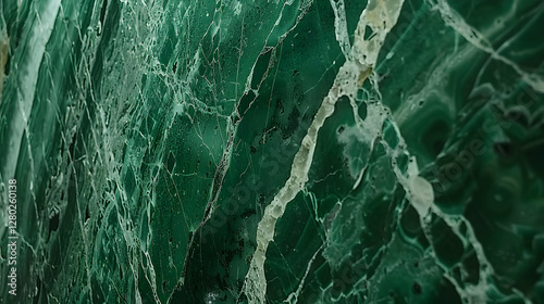 Obraz na płótnie A close-up view of green marble with intricate white veining. w salonie