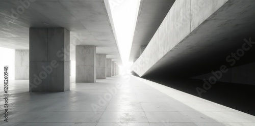 Striking architectural lines, stark monochrome , light, steel