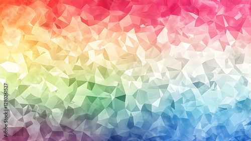 A colorful abstract background with a geometric, triangular pattern.