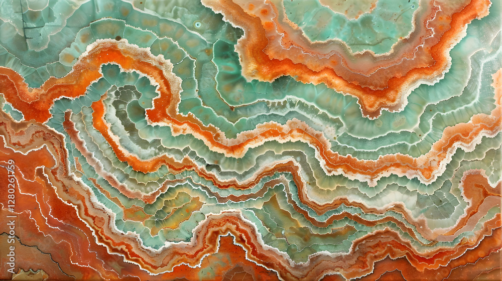 A colorful agate stone displaying intricate natural patterns and textures.