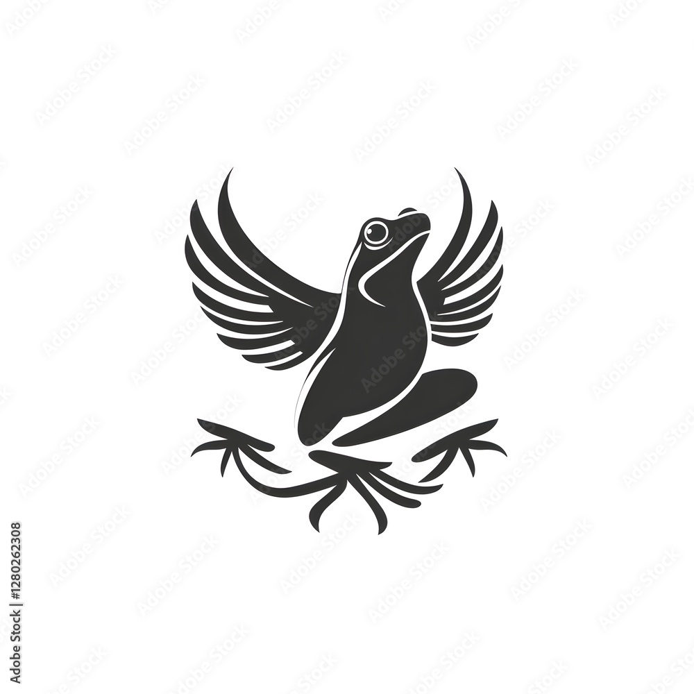 Obraz premium a stylized illustration of a frog with wings, embodying freedom and transformation