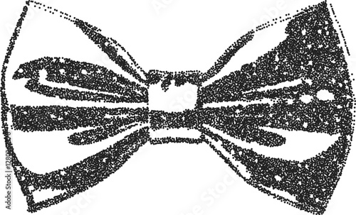 Bowtie vintage y2k stipple art, formal halftone stipple brutalist retro vector png with transparent background, fashion 2000s aesthetic photocopy effect tattoo