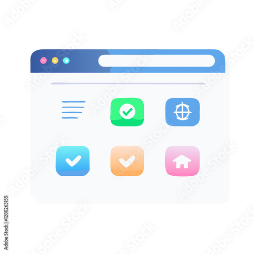Web browser with colorful icons