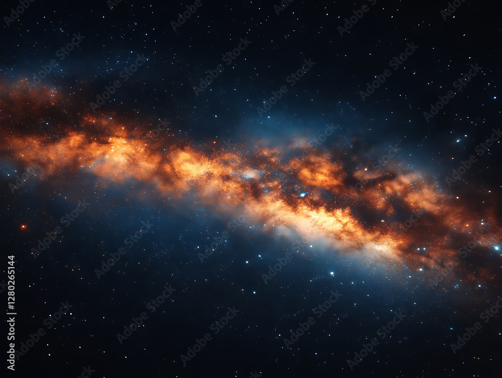 Fototapeta premium Cosmic Nebula, swirling colors, space, starfield