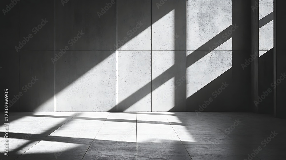 Obraz premium Concrete interior shadows, sunlit space