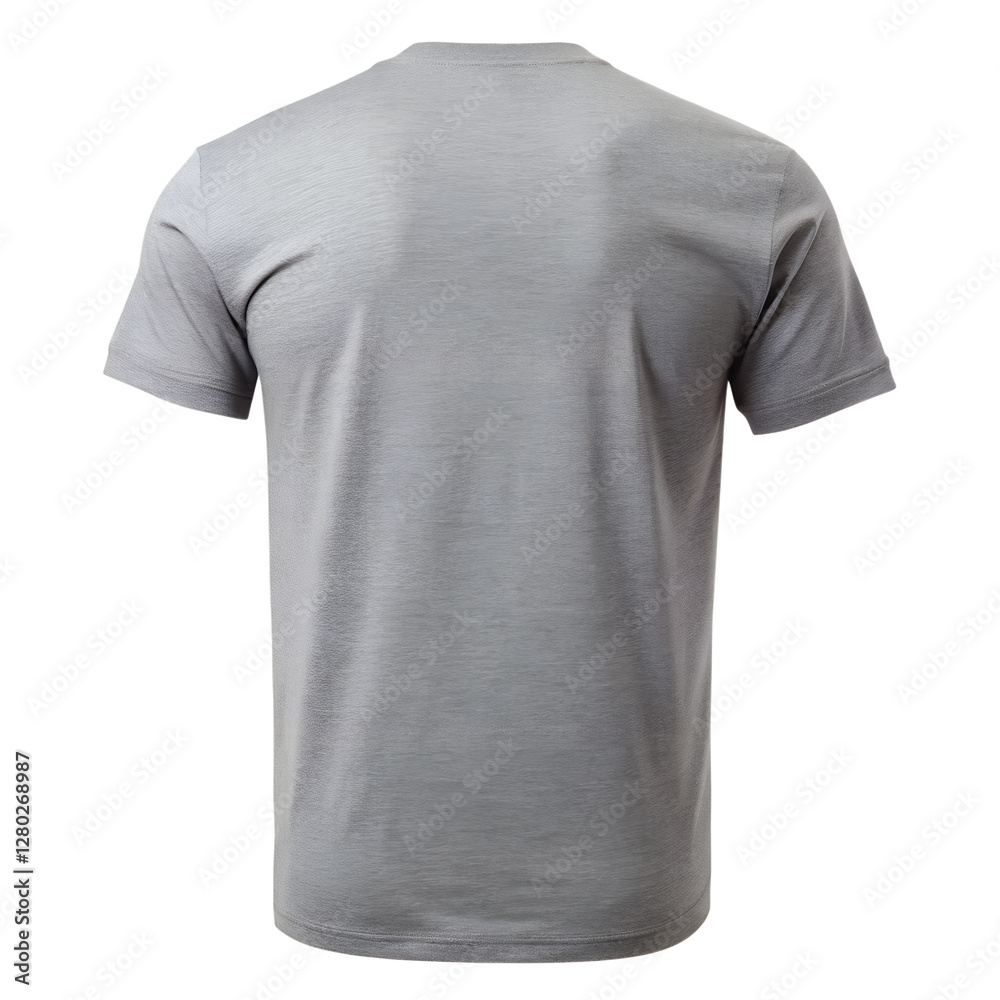 A gray t-shirt back view isolated on transparent background A gray t-shirt back view isolated on transparent background