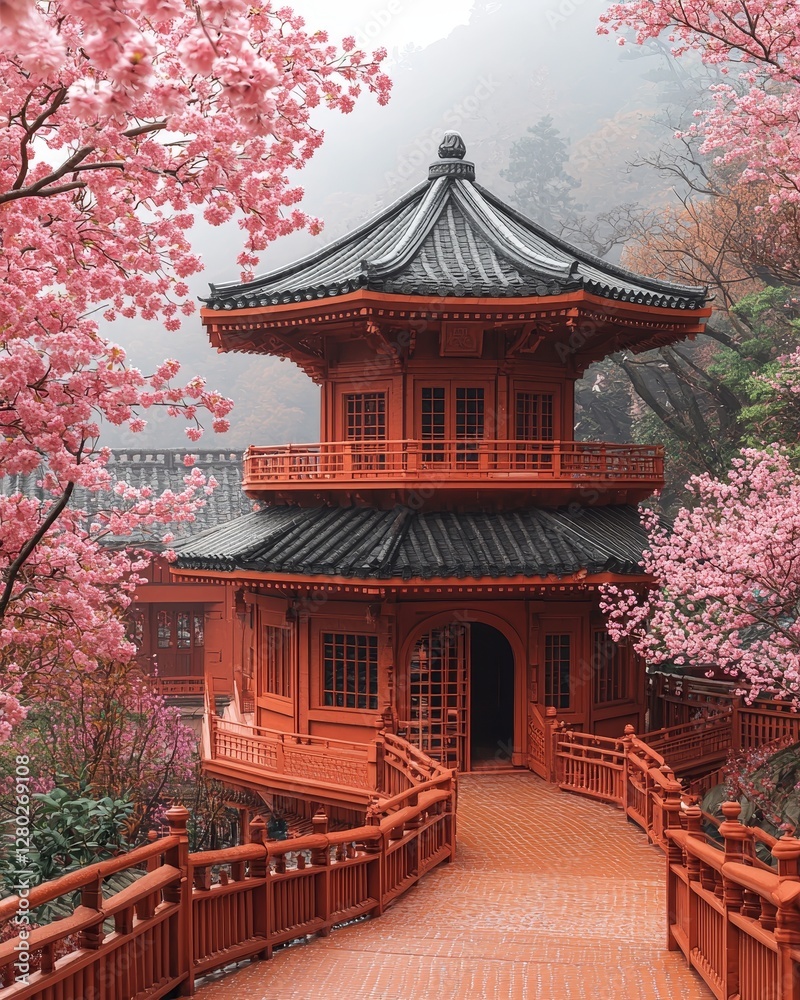 Cherry blossom festival japanese pagoda photography tranquil garden low angle natural beauty in spring
