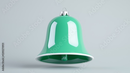 Creative green bell design modern studio 3d render minimalist environment close-up view artistic concept