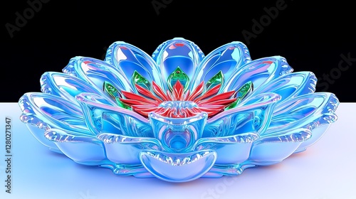 Elegant glass lotus flower sculpture indoor display art installation contemporary setting close-up view serenity