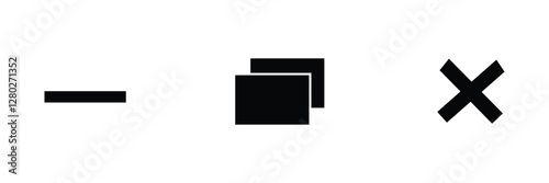 Minimize, Maximize, and Close button icon vector for web and UI. Linear black vector web buttons for software and application. Vector close web window design.