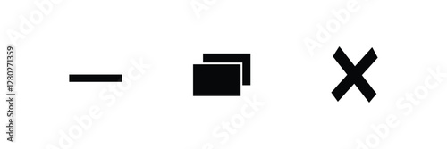 Minimize, Maximize, and Close button icon vector for web and UI. Linear black vector web buttons for software and application. Vector close web window design.