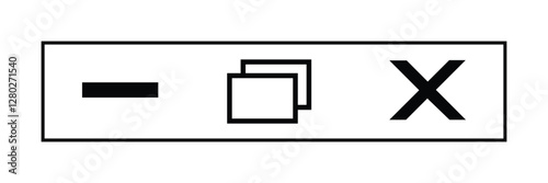 Minimize, Maximize, and Close button icon vector for web and UI. Linear black vector web buttons for software and application. Vector close web window design.