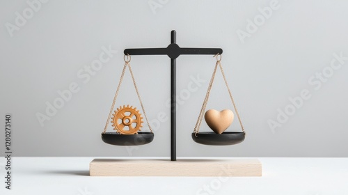 Balancing emotions and industry conceptual scales modern workspace minimalist view