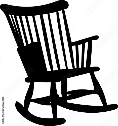 rocking chair silhouette on white background, vector