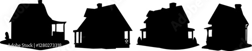 silhouette of a house from different angles on a white background, vector