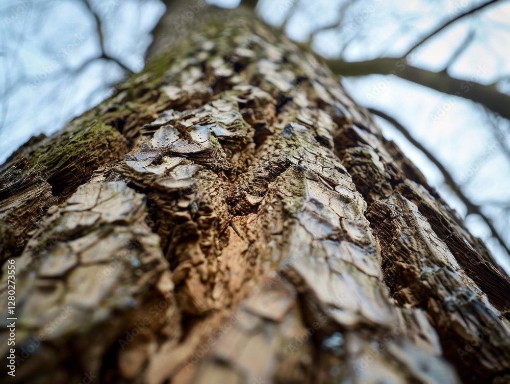 Close-Up of a Tree's Bark Showcasing Intricate Textures and Patterns Close-Up of a Tree's Bark Showcasing Intricate Textures and Patterns