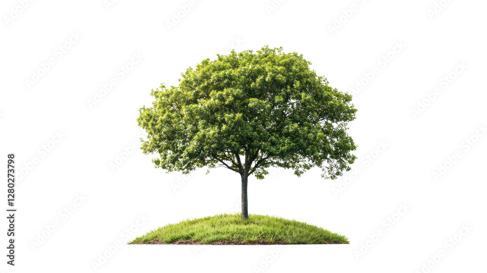 Vitality of Life: A captivating solitary tree stands as a powerful emblem of nature, thriving atop a small grassy hill, against the pure ambiance.