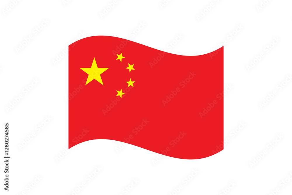 China flag. Chinese flag. Chinese wavy flag digital vector illustration China flag. Chinese flag. Chinese wavy flag digital vector illustration