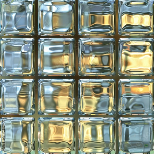 Seamless texture of glass blocks highlighting transparency and reflections