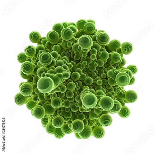  3D Green Microscopic Bacteria Isolated on Transparent Background