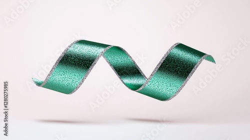 Dynamic metallic ribbon movement studio abstract art minimalist background aesthetic design concept