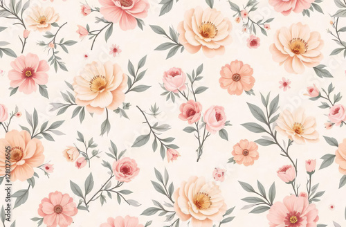 Floral pattern with bright flowers, background for the decoration, for summer prints.