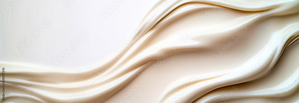 Obraz premium White Creamy Waves Texture Background Smooth Motion Surface Light and Elegant Backdrop