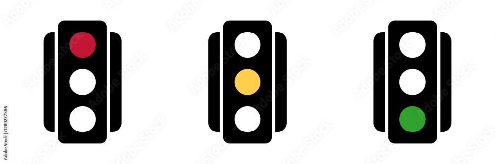 stop traffic light signal vector illustration. traffic signal red light, yellow light, green light. graphic design for driving apps and web. vector illustration isolated on white background stop traffic light signal vector illustration. traffic signal red light, yellow light, green light. graphic design for driving apps and web. vector illustration isolated on white background