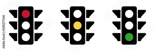 stop traffic light signal vector illustration. traffic signal red light, yellow light, green light. graphic design for driving apps and web. vector illustration isolated on white background