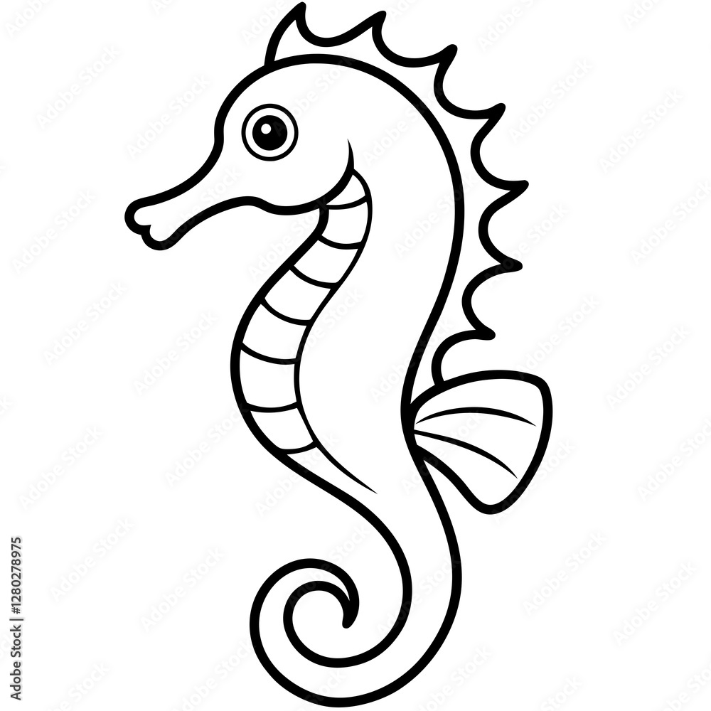Fototapeta premium Minimalist Seahorse Sketch