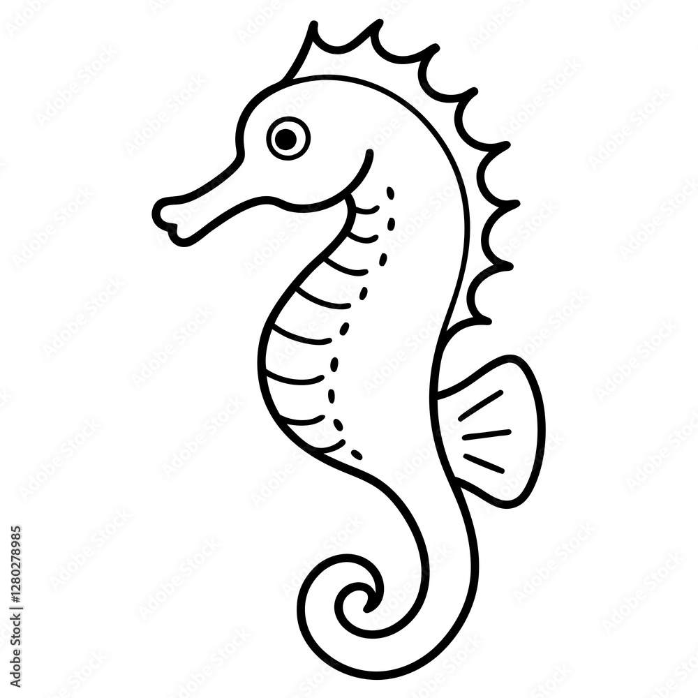 Fototapeta premium Minimalist Seahorse Sketch