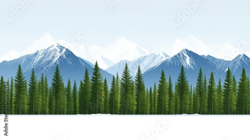 Serene alpine landscape showcasing snow capped mountains and lush evergreen forests idyllic scenery for nature lovers and outdoor enthusiasts